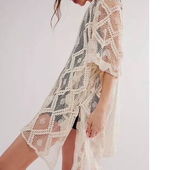 new FREE PEOPLE X SUNSHINE CROCHET kaftan cover up one size - Picture 3 of 4